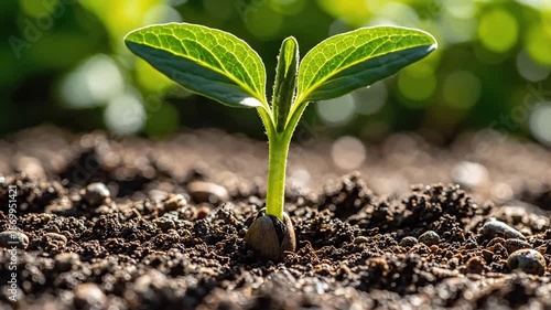 Wallpaper Mural New plant sprout emerging from soil, fresh growth, organic farming, nature's rebirth concept Torontodigital.ca