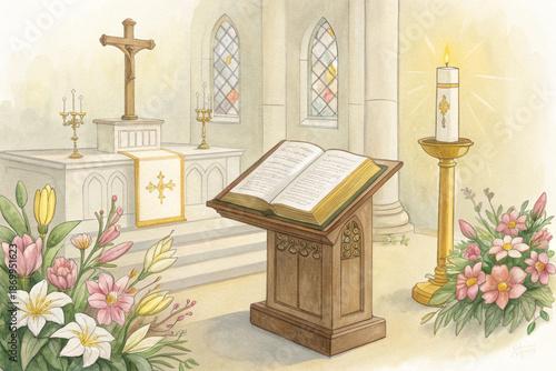 Wallpaper Mural watercolor-illustration-of-holy-bible-open Torontodigital.ca