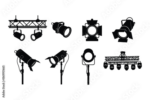 Stage Lighting Spotlights Vector Icon Set