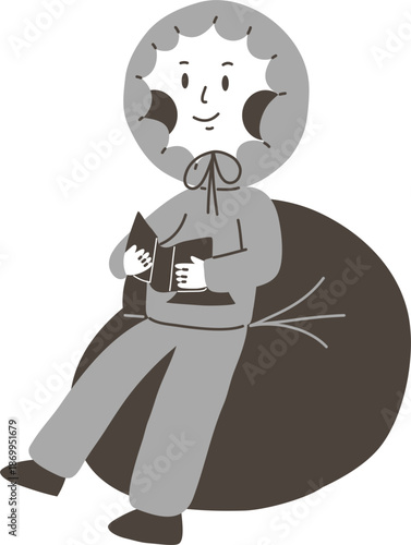 Illustration of an introvert reading a book