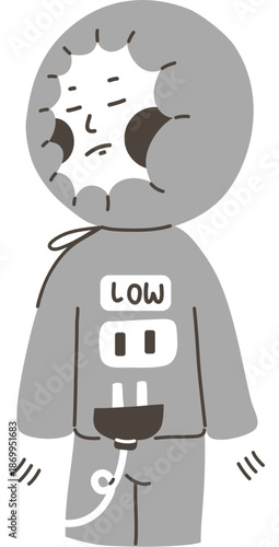 Illustration of an introvert with low energy who need a charge