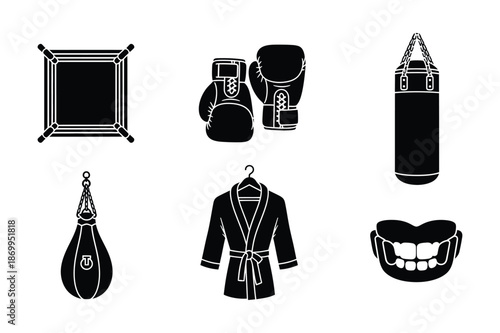 Boxing Equipment and Gear Icons