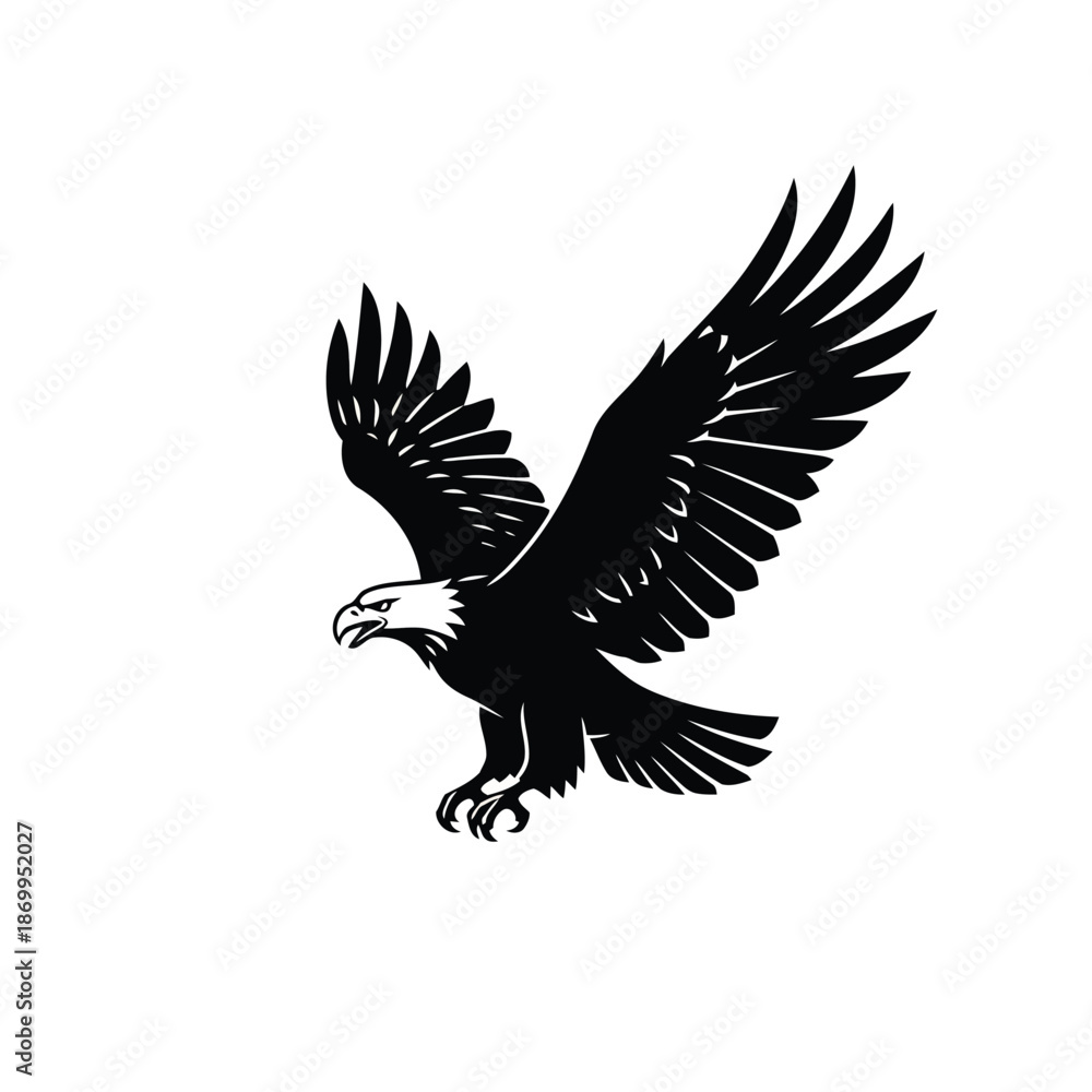 Obraz premium Majestic Eagle in Flight Silhouette Vector Illustration