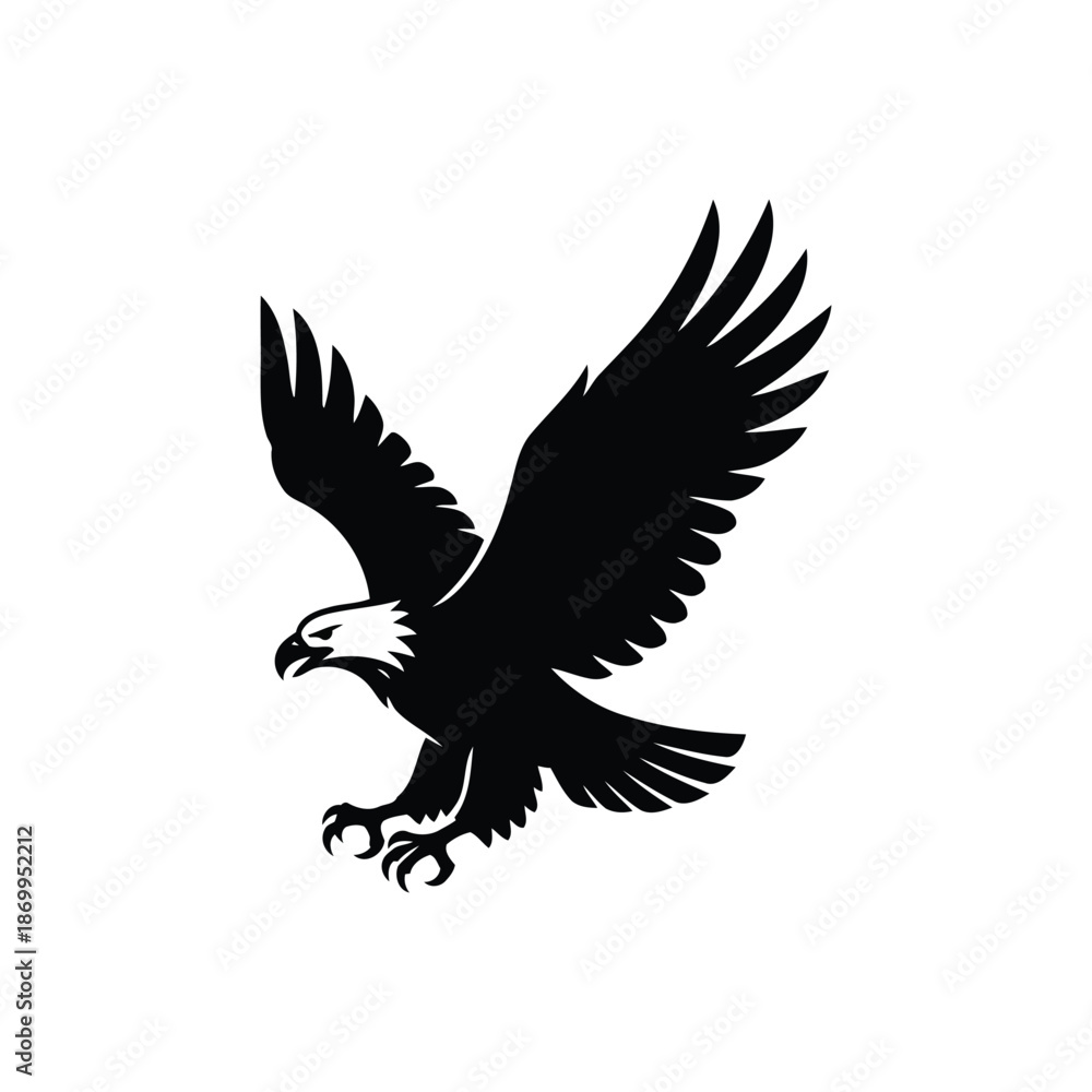 Fototapeta premium Majestic Eagle in Flight Silhouette Vector Illustration