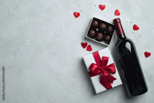 Red Wine Bottle Chocolate Gift Box Hearts