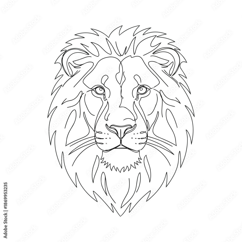 Obraz premium Single Line Lion Drawing Minimal Continuous Line Art Vector