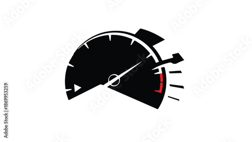 Speedometer gauge with needle moving fast, speed concept, fast pace, rapid motion, dynamic movement
