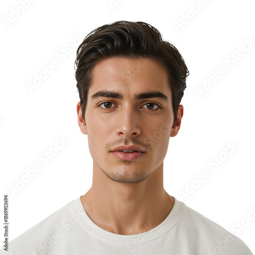 Portrait of a Man With Short Dark Hair Looking Directly at the Camera