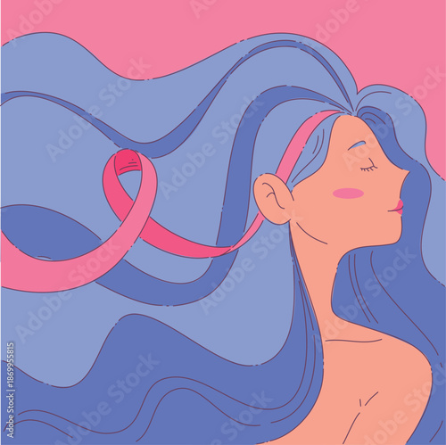 Peaceful Woman With Multicolored Plait, Quiet Female Figure Sporting Vibrant Braided Hairstyle