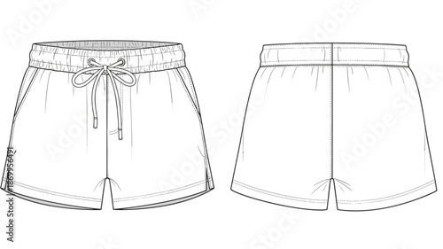 Mens Classic Swim Trunks Vector Illustration