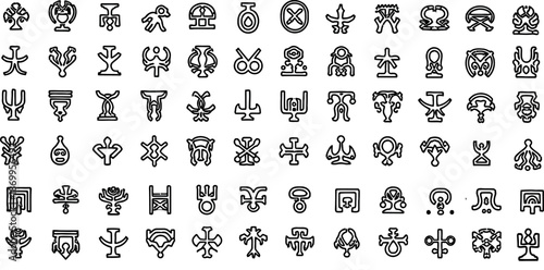 Collection of various symbols and icons in three rows