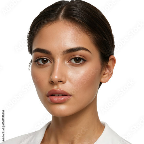 Model With Brown Hair Showing Profile During a Beauty Shoot in a Studio Setti...
