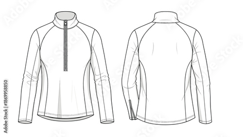 Womens Long Sleeve Zip-Up Jacket Vector Illustration