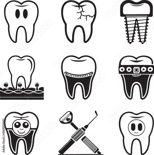 Dental care and tooth health illustrations for medical professionals