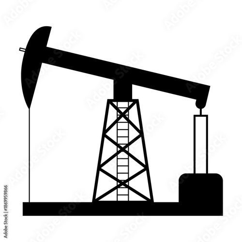 Graphic image showcasing oil pumpjack symbolizing resource extraction within industry sector. oil pump, flat icon
