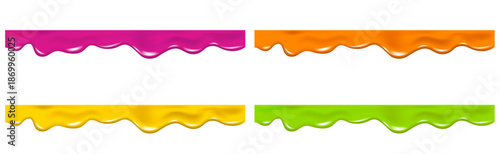 Pink, green, yellow, orange drip cream drops, jelly.