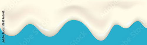 Yogurt wave realistic 3d texture, dripping cream.