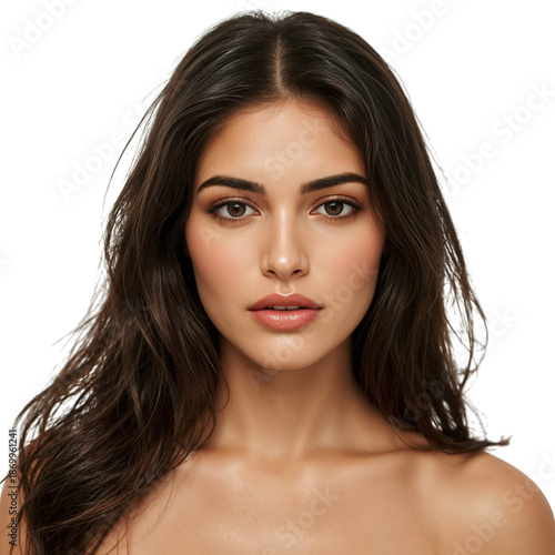 Model Poses With Short Hair and Natural Makeup in Studio Lighting During a Ph...