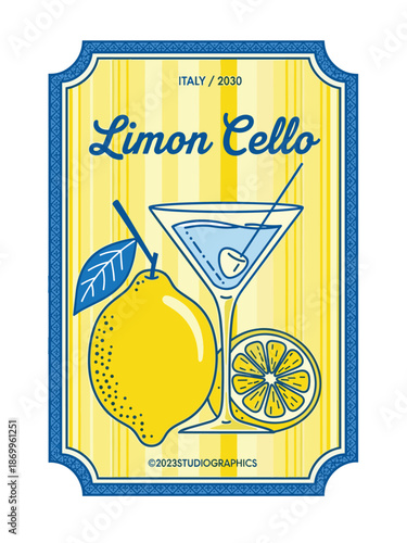 Refreshing Lemon Cello Cocktail Illustration