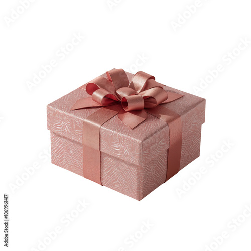 Gift Box With Bow in Soft Pink Color on a Plain Background Ready for Celebrat...
