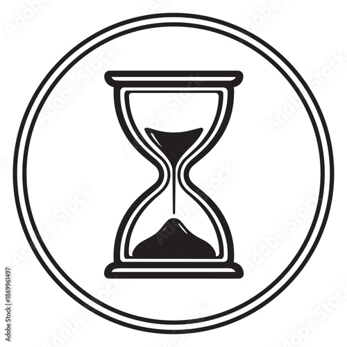 Line art illustration of an hourglass depicting time passing for business concepts