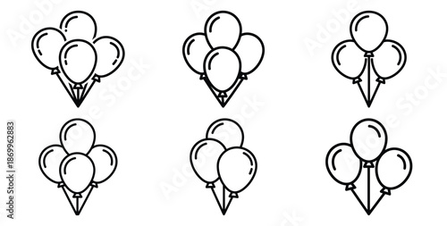 A collection of modern and minimal color filled balloons outline icon set. Holiday outline icons