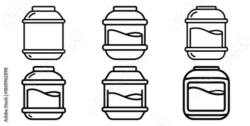 A collection of modern and minimal color filled water tank outline icon set. Holiday outline icons