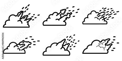 A collection of modern and minimal color powder drifting outline icon set. Holiday outline icons