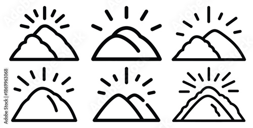 A collection of modern and minimal color powder festive burst outline icon set. Holiday outline icons