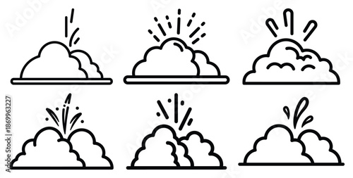 A collection of modern and minimal color powder joyful explosion outline icon set. Holiday outline icons