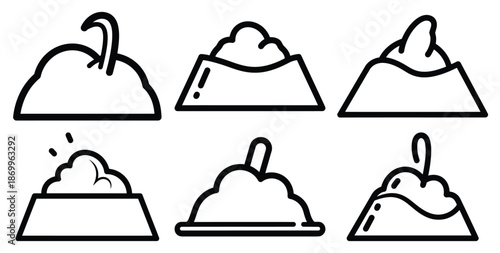 A collection of modern and minimal color powder joyful splash outline icon set. Holiday outline icons