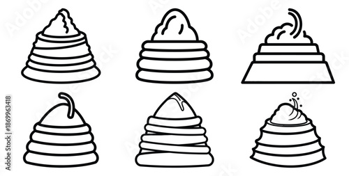 A collection of modern and minimal color powder spiral outline icon set. Holiday outline icons