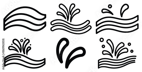 A collection of modern and minimal color splash celebratory wave outline icon set. Holiday outline icons