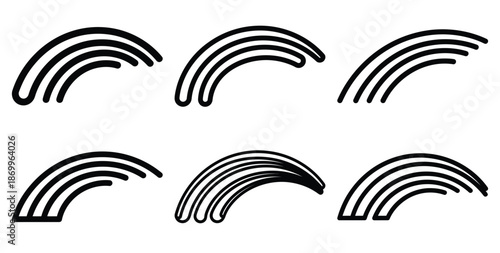 A collection of modern and minimal color splash motion arc outline icon set. Holiday outline icons