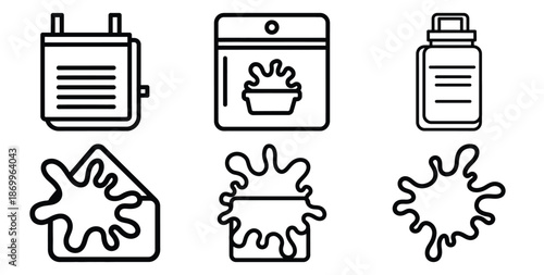 A collection of modern and minimal color splash motion effect outline icon set. Holiday outline icons