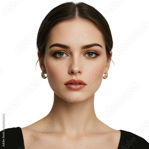 Model Poses With Simple Expression in Studio Setting With Soft Lighting and M...