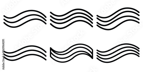 A collection of modern and minimal color splash rounded wave outline icon set. Holiday outline icons