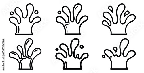 A collection of modern and minimal colorful water splash outline icon set. Holiday outline icons