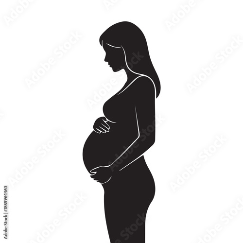 Pregnant Woman Standing in Profile