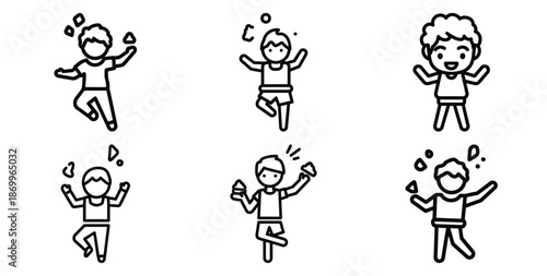 A collection of modern and minimal holi celebration fun pose outline icon set. Holiday outline icons