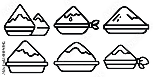 A collection of modern and minimal holi celebration joyful colors outline icon set. Holiday outline icons