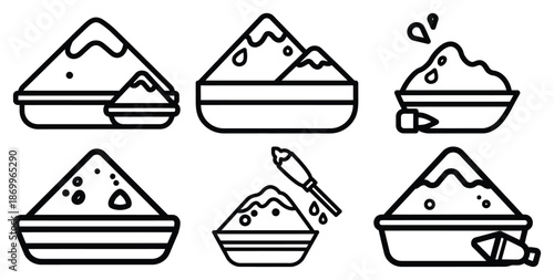 A collection of modern and minimal holi celebration vibrant festival outline icon set. Holiday outline icons