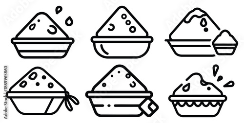 A collection of modern and minimal holi festival playful excitement outline icon set. Holiday outline icons