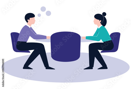 Man and woman having conversation sitting.