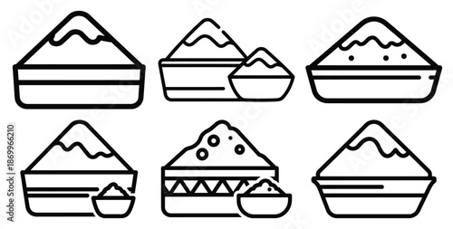 A collection of modern and minimal holi joyful cultural fest outline icon set. Holiday outline icons