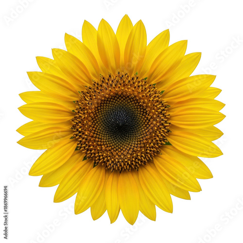 Bright sunflower isolated on transparent background