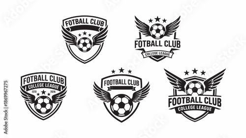 Modern Football Club Logo with Winged Soccer Ball Emblem