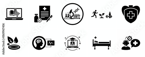 Medical and Telemedicine Glyph Icon Set