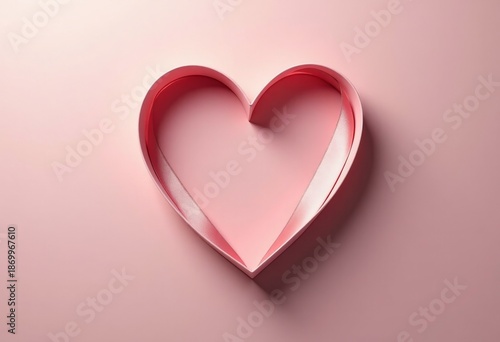 Heart shape formed by silk ribbon on matte pastel surface, soft shadows, luxury mood