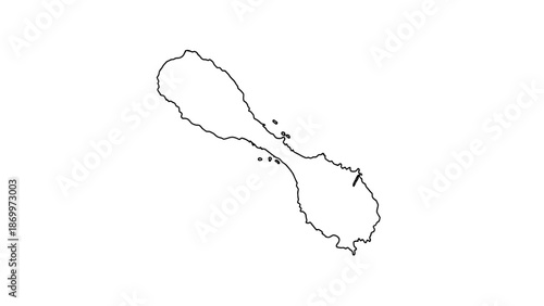 Abstract vector outline of an elongated island, representing a remote geographic landmass or an isolated travel destination concept for cartography and exploration design